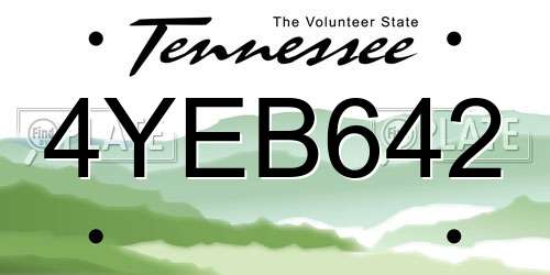 4YEB642 Tennessee License Plate