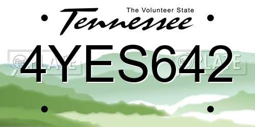 4YES642 Tennessee License Plate
