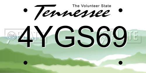 4YGS69 Tennessee License Plate