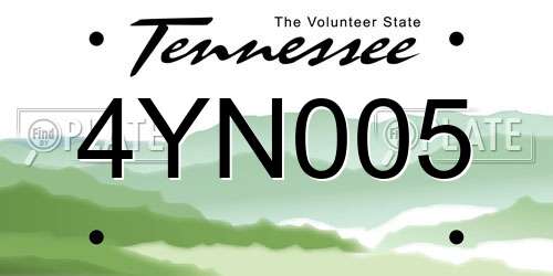 4YN005 Tennessee License Plate