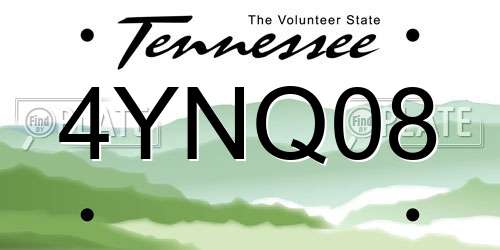 4YNQ08 Tennessee License Plate