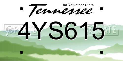 4YS615 Tennessee License Plate