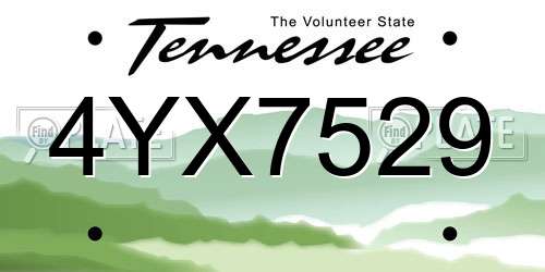 4YX7529 Tennessee License Plate