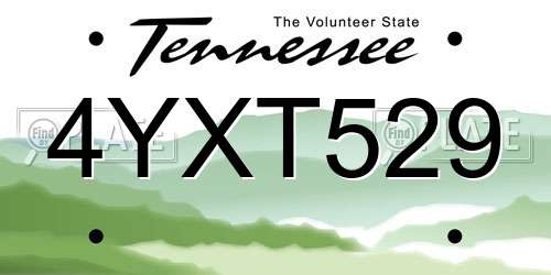 4YXT529 Tennessee License Plate