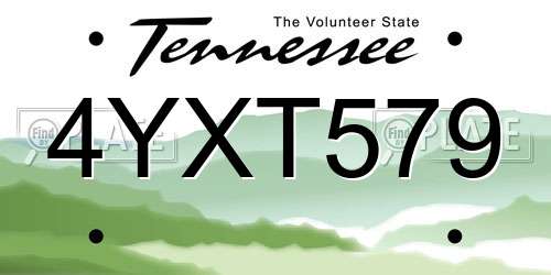 4YXT579 Tennessee License Plate