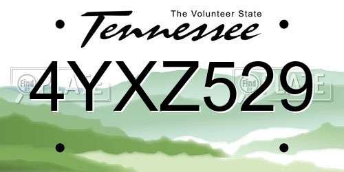 4YXZ529 Tennessee License Plate