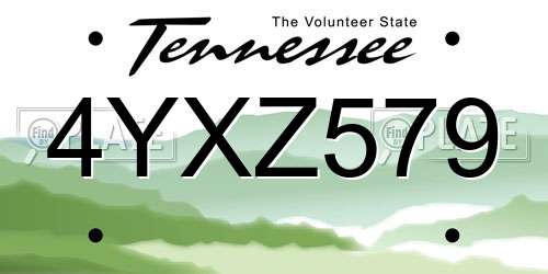 4YXZ579 Tennessee License Plate