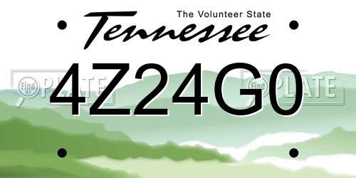 4Z24G0 Tennessee License Plate