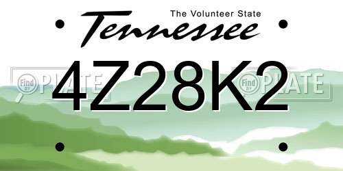 4Z28K2 Tennessee License Plate