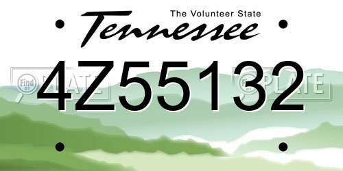4Z55132 Tennessee License Plate