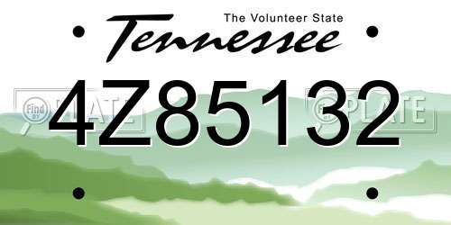 4Z85132 Tennessee License Plate