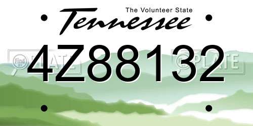 4Z88132 Tennessee License Plate