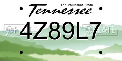 4Z89L7 Tennessee License Plate