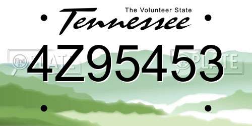 4Z95453 Tennessee License Plate