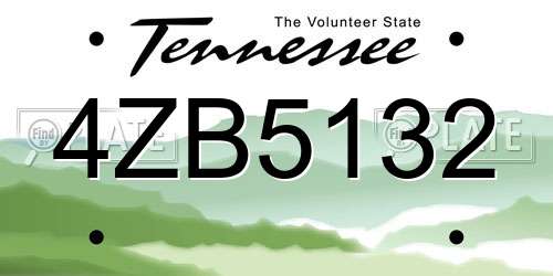 4ZB5132 Tennessee License Plate