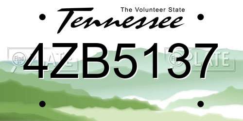 4ZB5137 Tennessee License Plate