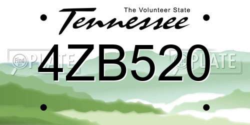 4ZB520 Tennessee License Plate