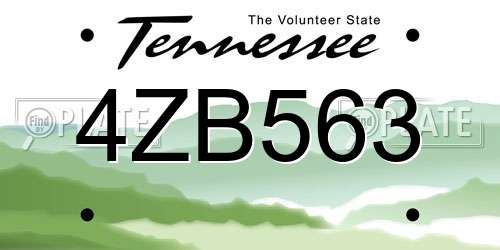4ZB563 Tennessee License Plate