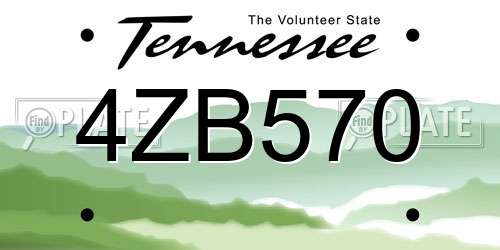 4ZB570 Tennessee License Plate