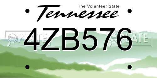 4ZB576 Tennessee License Plate