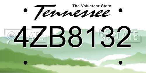 4ZB8132 Tennessee License Plate