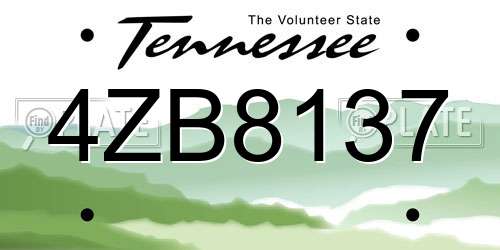 4ZB8137 Tennessee License Plate