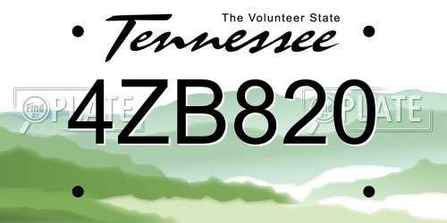 4ZB820 Tennessee License Plate