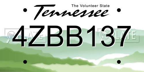 4ZBB137 Tennessee License Plate