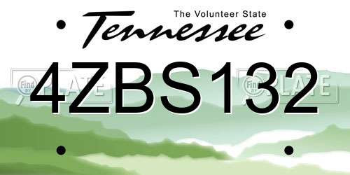 4ZBS132 Tennessee License Plate