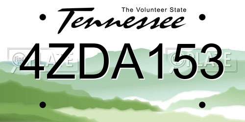 4ZDA153 Tennessee License Plate