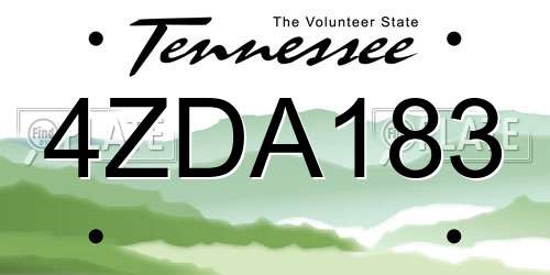 4ZDA183 Tennessee License Plate