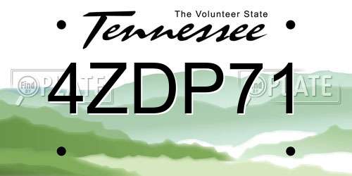 4ZDP71 Tennessee License Plate