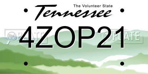 4ZOP21 Tennessee License Plate