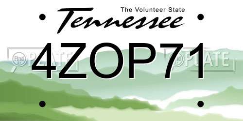 4ZOP71 Tennessee License Plate