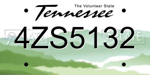 4ZS5132 Tennessee License Plate