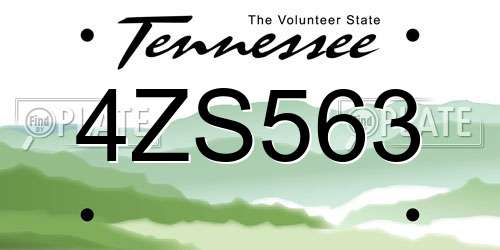 4ZS563 Tennessee License Plate