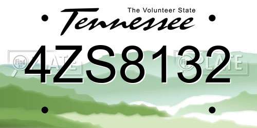 4ZS8132 Tennessee License Plate