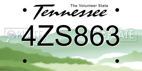 4ZS863 Tennessee License Plate