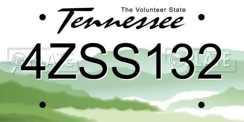 4ZSS132 Tennessee License Plate