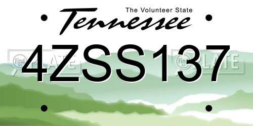 4ZSS137 Tennessee License Plate