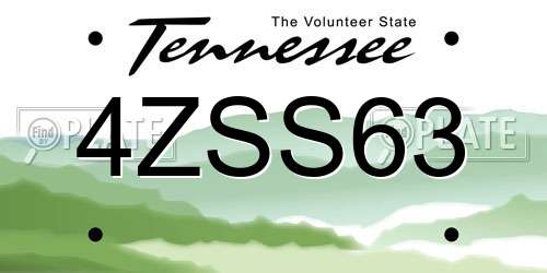 4ZSS63 Tennessee License Plate
