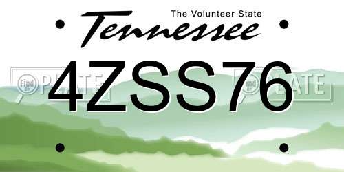 4ZSS76 Tennessee License Plate
