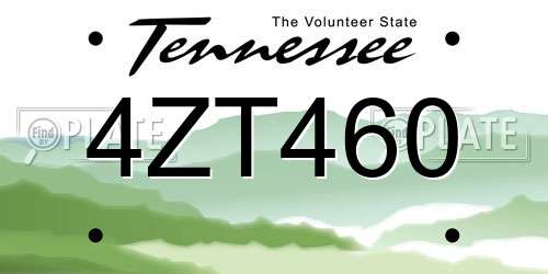 4ZT460 Tennessee License Plate