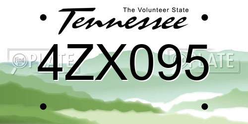 4ZX095 Tennessee License Plate