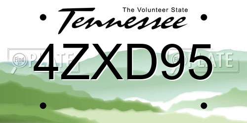 4ZXD95 Tennessee License Plate