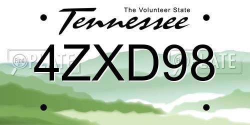 4ZXD98 Tennessee License Plate