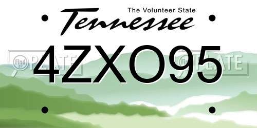4ZXO95 Tennessee License Plate