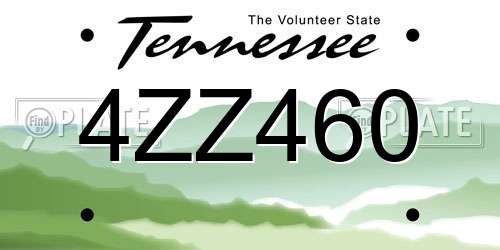 4ZZ460 Tennessee License Plate