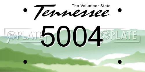 5004 Tennessee License Plate