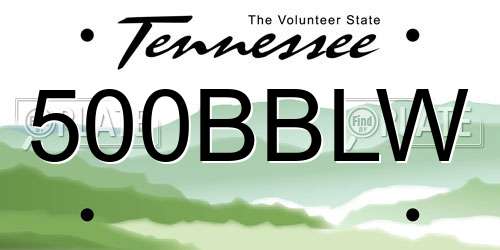 500BBLW Tennessee License Plate